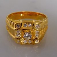 Men Cluster Diamond Signet Ring 20k Vintage
