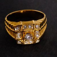 Men Cluster Diamond Signet Ring 20k Vintage