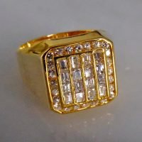 Gem Gardener, baguette diamond mens ring, vintage diamond mens rings, diamond cluster mens ring, diamond pinky ring mens, diamond thumb ring gold