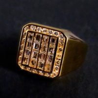 Gem Gardener, baguette diamond mens ring, vintage diamond mens rings, diamond cluster mens ring, diamond pinky ring mens, diamond thumb ring gold