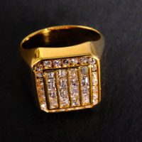 Gem Gardener, baguette diamond mens ring, vintage diamond mens rings, diamond cluster mens ring, diamond pinky ring mens, diamond thumb ring gold