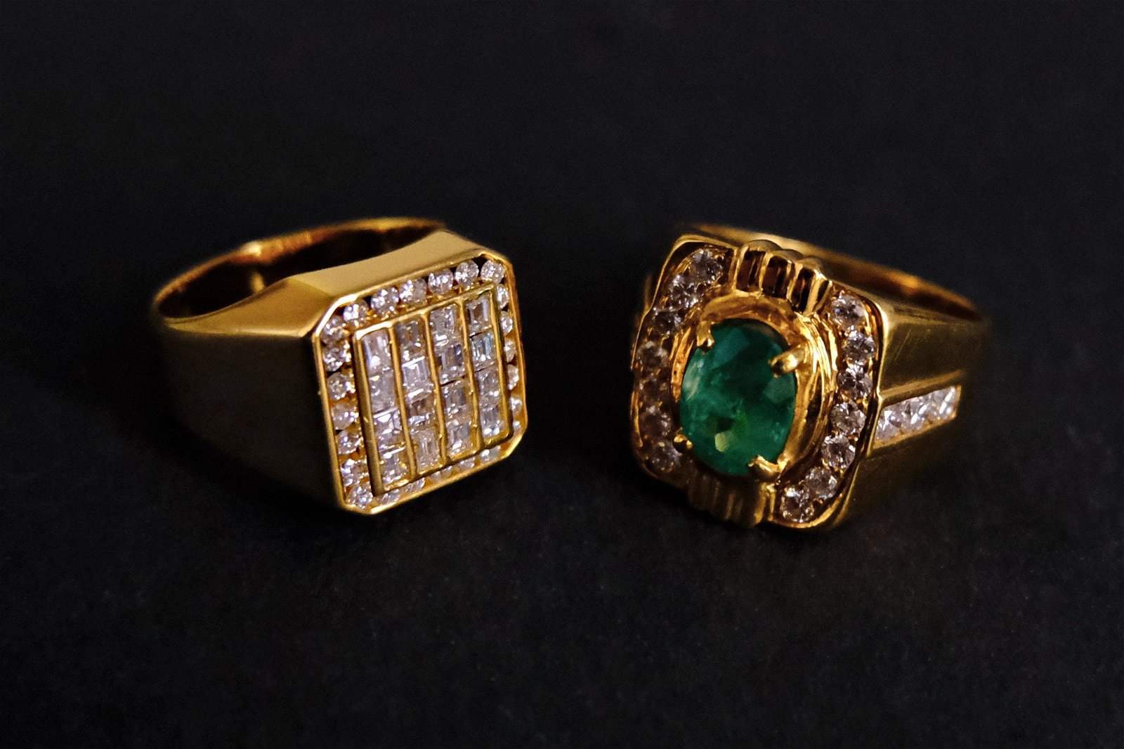 Mens Vintage Emerald Ring 20k Signet Gem Gardener   Men Square Baguette Diamond Ring 18k Vintage 613f8bee 