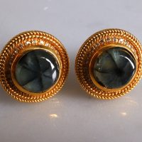 Gem Gardener, trapiche emerald jewelry, trapiche emerald earrings, buy trapiche emerald, statement earrings singapore, unique stud earrings gold, SIJS