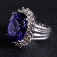 Gem Gardener, tanzanite halo diamond ring, tanzanite ring singapore, tanzanite cocktail ring, big blue tanzanite ring, tanzanite cocktail ring