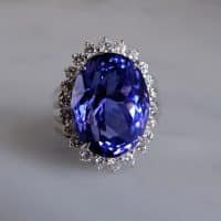 Gem Gardener, tanzanite halo diamond ring, tanzanite ring singapore, tanzanite cocktail ring, big blue tanzanite ring, tanzanite cocktail ring