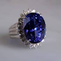 Gem Gardener, tanzanite halo diamond ring, tanzanite ring singapore, tanzanite cocktail ring, big blue tanzanite ring, tanzanite cocktail ring