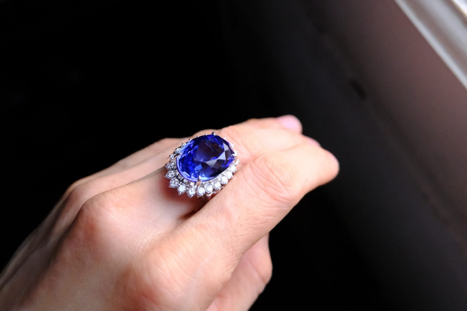 16ct Tanzanite Diamond Halo Ring 18k | Gem Gardener