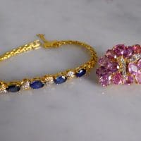 Gem Gardener, vintage blue sapphire bracelet, delicate sapphire bracelet gold, sapphire and diamond link bracelet, sapphire bracelet singapore