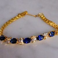 Gem Gardener, vintage blue sapphire bracelet, delicate sapphire bracelet gold, sapphire and diamond link bracelet, sapphire bracelet singapore