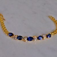 Gem Gardener, vintage blue sapphire bracelet, delicate sapphire bracelet gold, sapphire and diamond link bracelet, sapphire bracelet singapore
