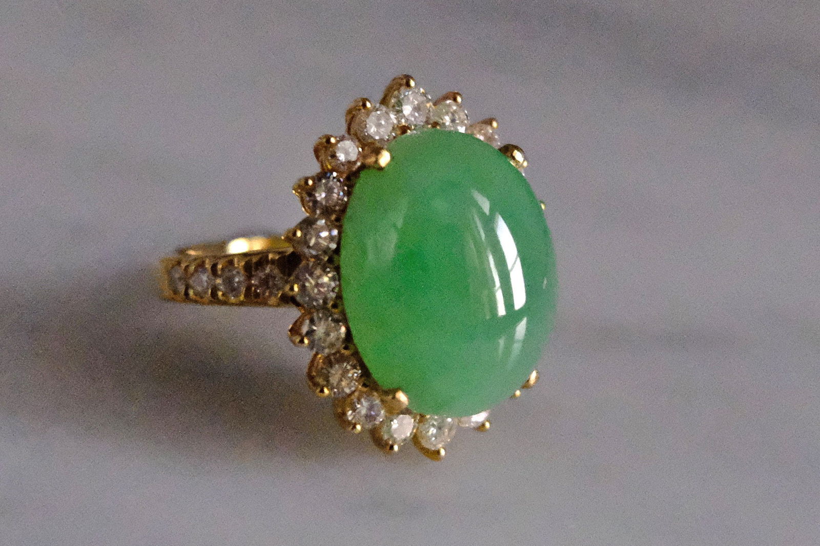Gem Gardener, jade dome ring, high dome cabochon, big jade cabochon ring, light green jade ring, jade ring singapore