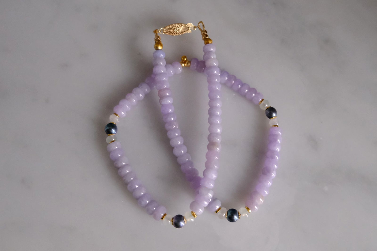 Gem Gardener, lavender jade necklace, lavender jade bead necklace, jade necklace singapore, purple jade bead necklace, purple jade necklace, jade necklace singapore, Fine beaded gold necklace, burmese jade bead necklace