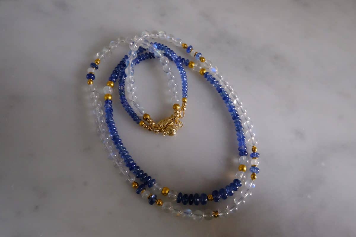 blue sapphire beaded necklace