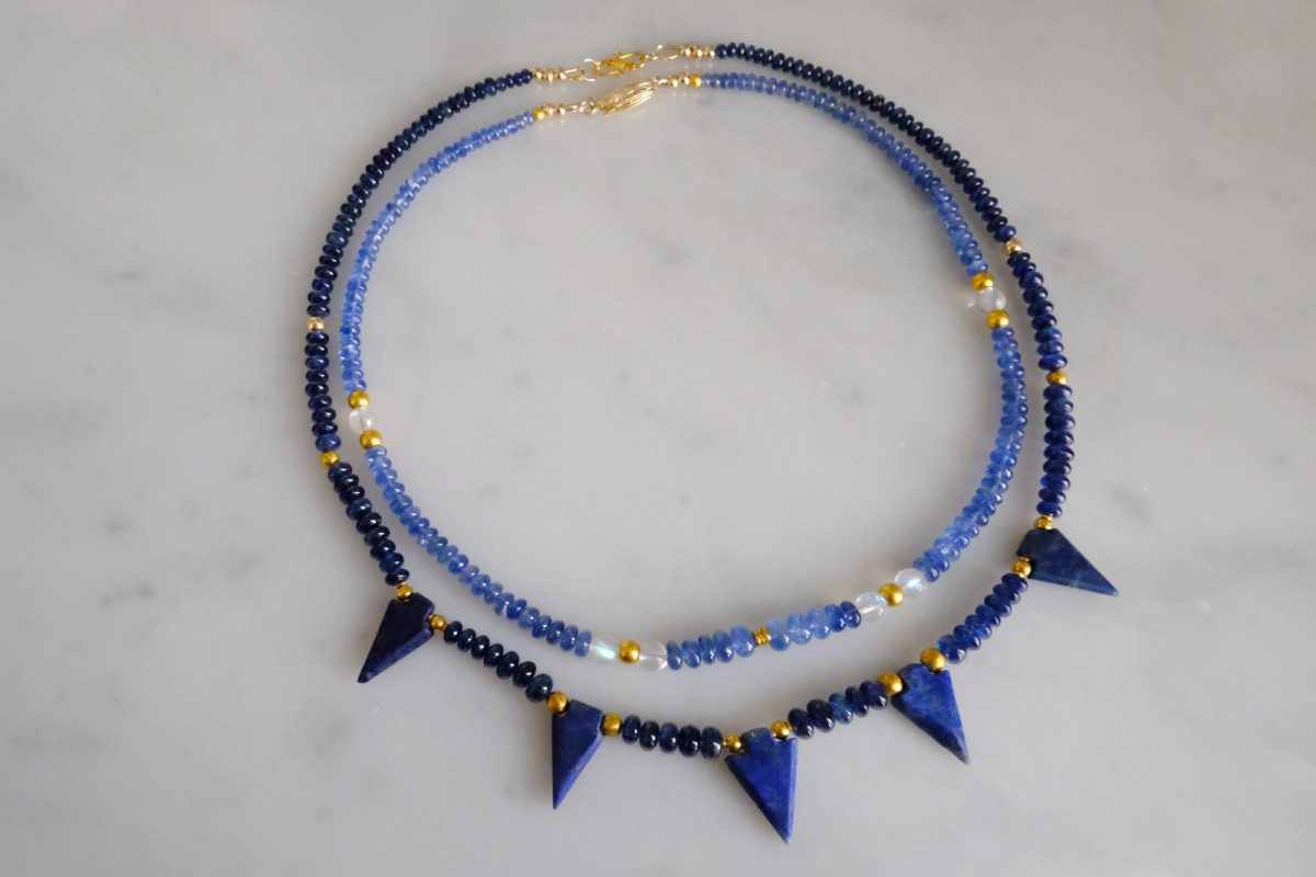 blue and yellow bead necklace