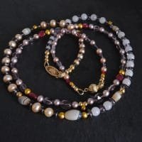Gem Gardener, neo expressionism jewellery, fine beaded gold necklace, black white beaded necklace, fine jewelry beaded necklace, beaded necklace singapore