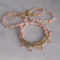 Gem Gardener, pearl coral jade necklace, double strand choker necklace, dainty choker necklace gold, dainty beaded choker necklace, dainty pearl choker necklace, beaded necklace gold, beaded necklace singapore