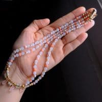 Gem Gardener, pearl coral jade necklace, double strand choker necklace, dainty choker necklace gold, dainty beaded choker necklace, dainty pearl choker necklace, beaded necklace gold, beaded necklace singapore