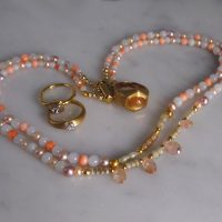 Gem Gardener, pearl coral jade necklace, double strand choker necklace, dainty choker necklace gold, dainty beaded choker necklace, dainty pearl choker necklace, beaded necklace gold, beaded necklace singapore
