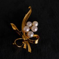 Long Pearl Bouquet Brooch 18k Vintage