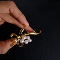 Long Pearl Bouquet Brooch 18k Vintage