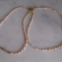 Gem Gardener, pearl coral jade necklace, double strand choker necklace, dainty choker necklace gold, dainty beaded choker necklace, dainty pearl choker necklace, beaded necklace gold, beaded necklace singapore