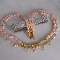 Gem Gardener, pearl coral jade necklace, double strand choker necklace, dainty choker necklace gold, dainty beaded choker necklace, dainty pearl choker necklace, beaded necklace gold, beaded necklace singapore
