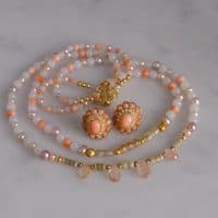 Gem Gardener, pearl coral jade necklace, double strand choker necklace, dainty choker necklace gold, dainty beaded choker necklace, dainty pearl choker necklace, beaded necklace gold, beaded necklace singapore