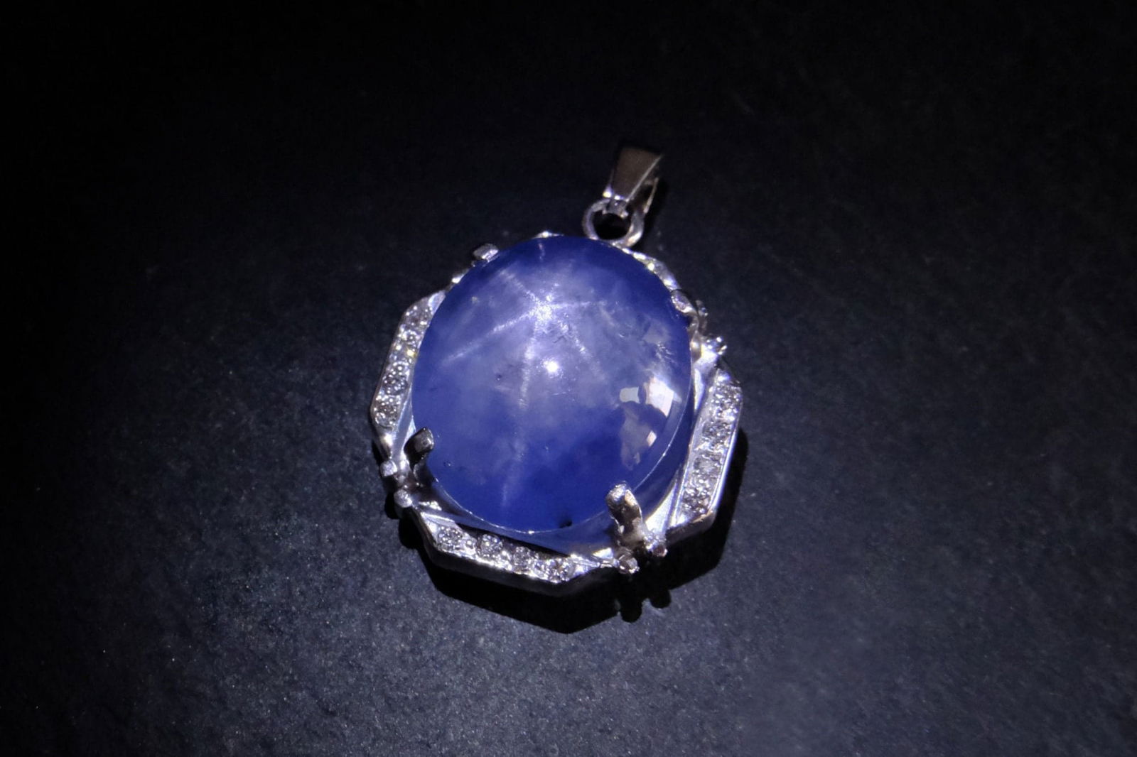 Gem Gardener, blue star sapphire pendant, vintage star sapphire jewelry, star sapphire pendant necklace, star sapphire halo diamond ring, sapphire cabochon pendant