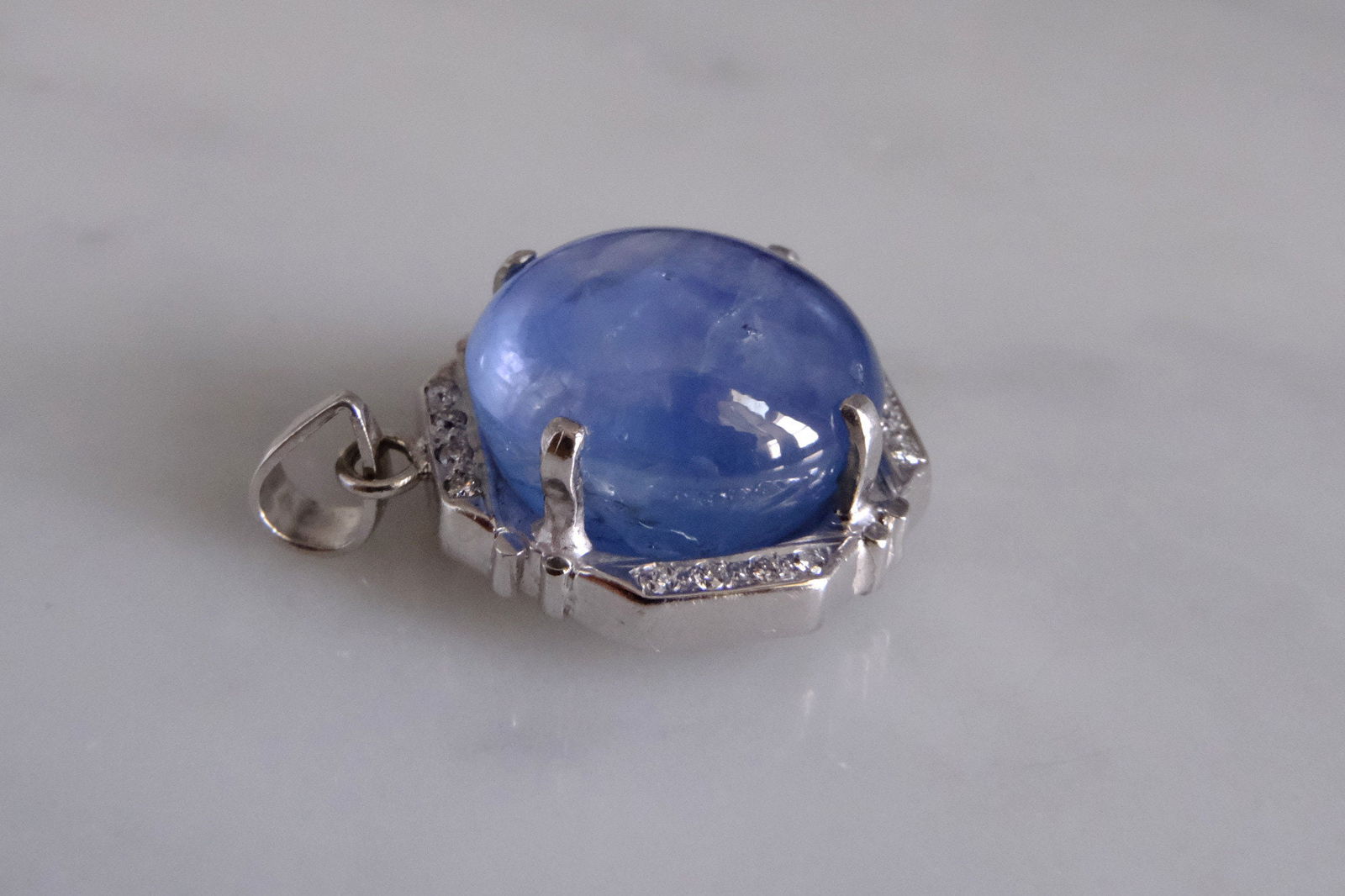 Gem Gardener, blue star sapphire pendant, vintage star sapphire jewelry, star sapphire pendant necklace, star sapphire halo diamond ring, sapphire cabochon pendant