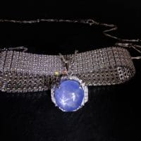 Gem Gardener, blue star sapphire pendant, vintage star sapphire jewelry, star sapphire pendant necklace, star sapphire halo diamond ring, sapphire cabochon pendant