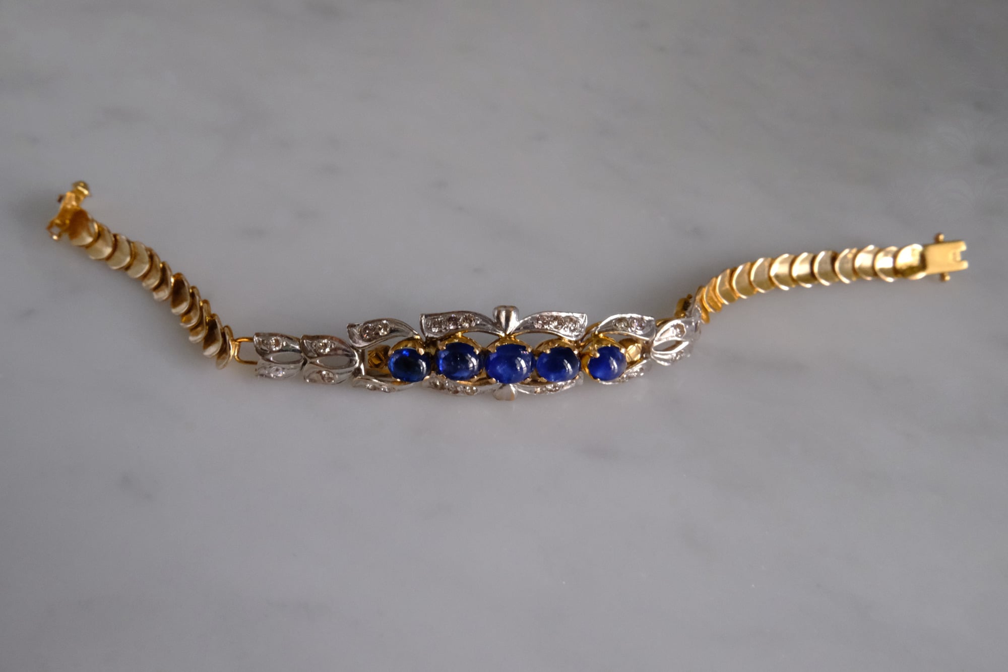 Vintage Blue Sapphire Bracelet 18k Chinese | Gem Gardener