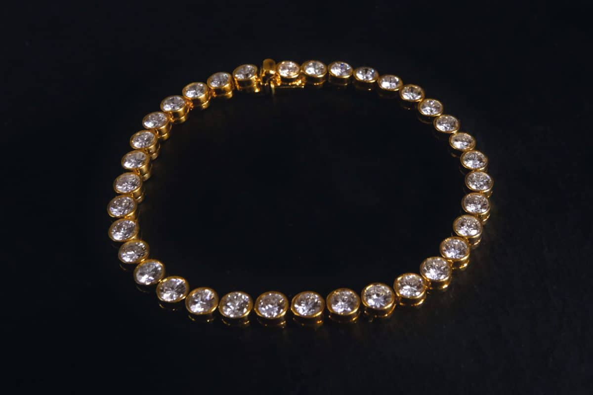 Vintage Bezel Set Diamond Bracelet Yellow Gold Chinese GEM GARDENER