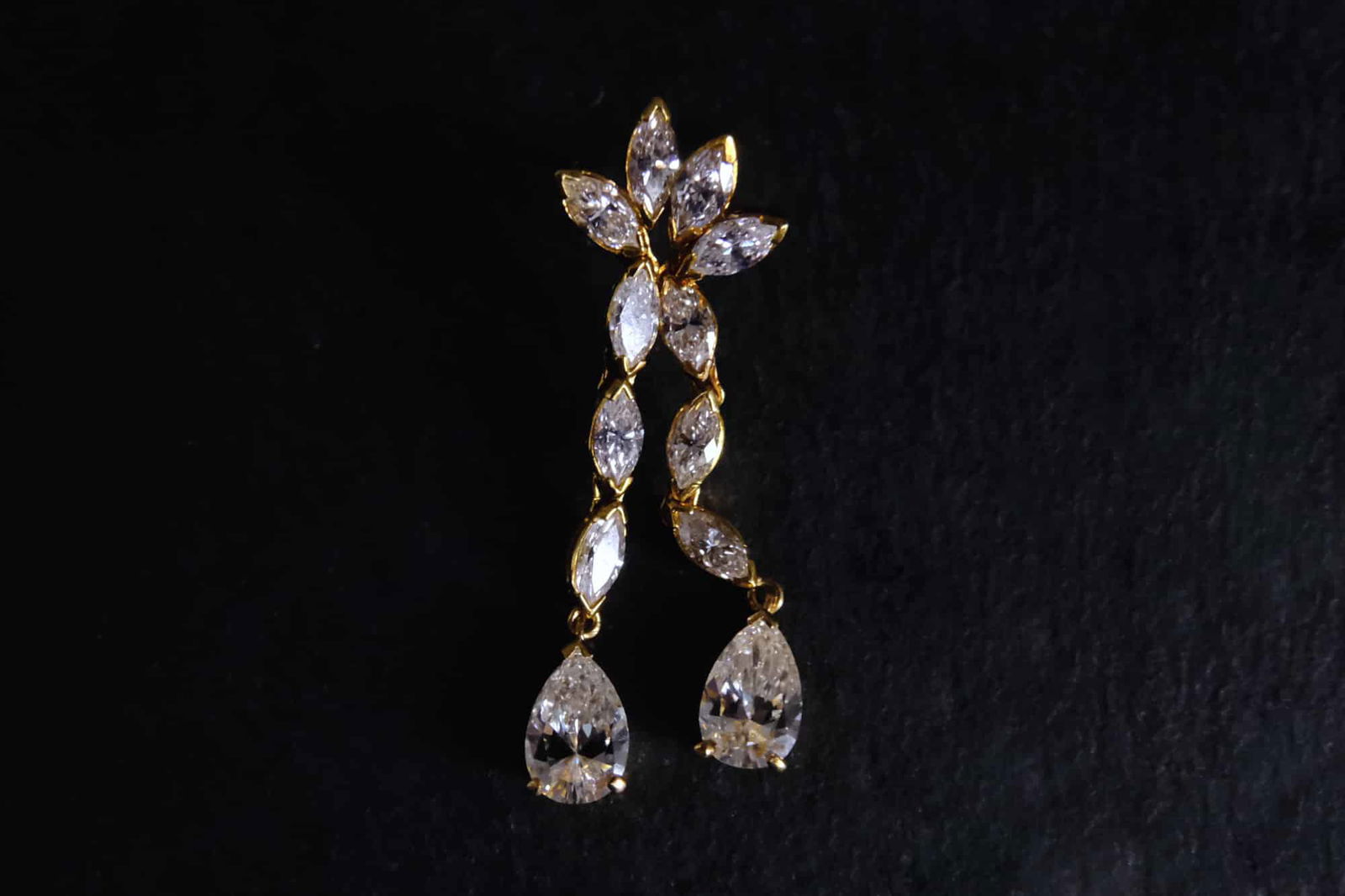Gem Gardener, vintage diamond drop earrings, marquise teardrop drop earrings, dainty diamond drop earrings, marquise drop earrings, diamond drop earrings white gold