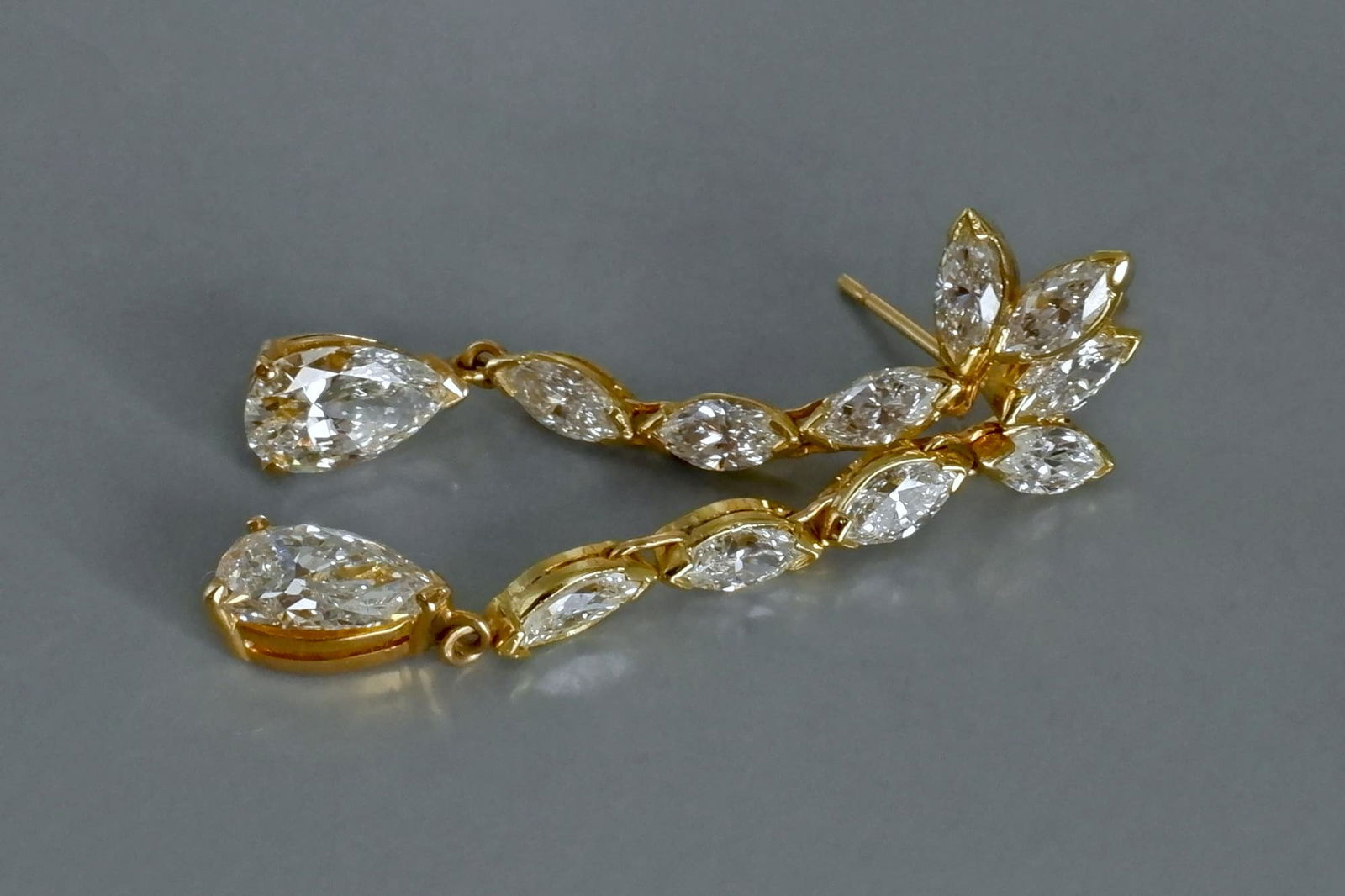 Gem Gardener, vintage diamond drop earrings, marquise teardrop drop earrings, dainty diamond drop earrings, marquise drop earrings, diamond drop earrings white gold