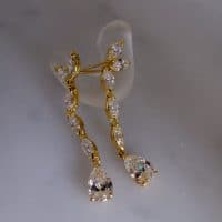 Gem Gardener, vintage diamond drop earrings, marquise teardrop drop earrings, dainty diamond drop earrings, marquise drop earrings, diamond drop earrings white gold
