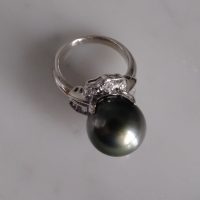 Gem Gardener, black south sea pearl ring, black pearl diamond ring, 14mm pearl ring, single black pearl ring, black pearl jewelry singapore