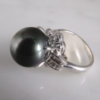 Gem Gardener, black south sea pearl ring, black pearl diamond ring, 14mm pearl ring, single black pearl ring, black pearl jewelry singapore
