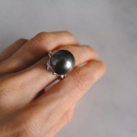 Gem Gardener, black south sea pearl ring, black pearl diamond ring, 14mm pearl ring, single black pearl ring, black pearl jewelry singapore