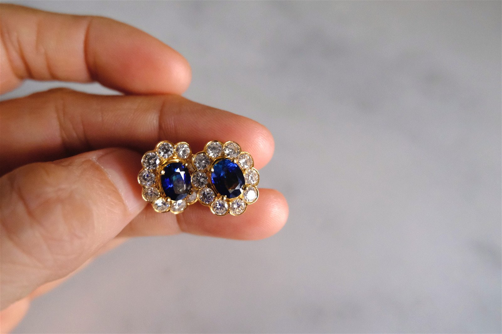 Perfect Blue Sapphire Diamond Stud Earrings 18k | Gem Gardener