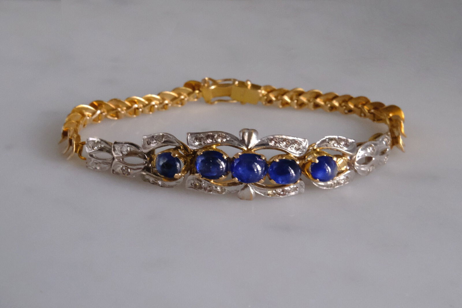 Vintage Blue Sapphire Bracelet, Burmese Sapphire Bracelet, Gem Gardener, blue sapphire bracelet yellow gold, Blue Sapphire Cuff Bracelet, blue sapphire bangle bracelet, vintage chinese gold jewelry, dainty gold bangle bracelet, chinese gold bangle bracelets