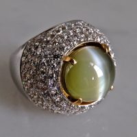 Gem Gardener, mens chrysoberyl cats eye ring, cats eye ring mens,, chrysoberyl cat's eye ring for sale, big cats eye stone