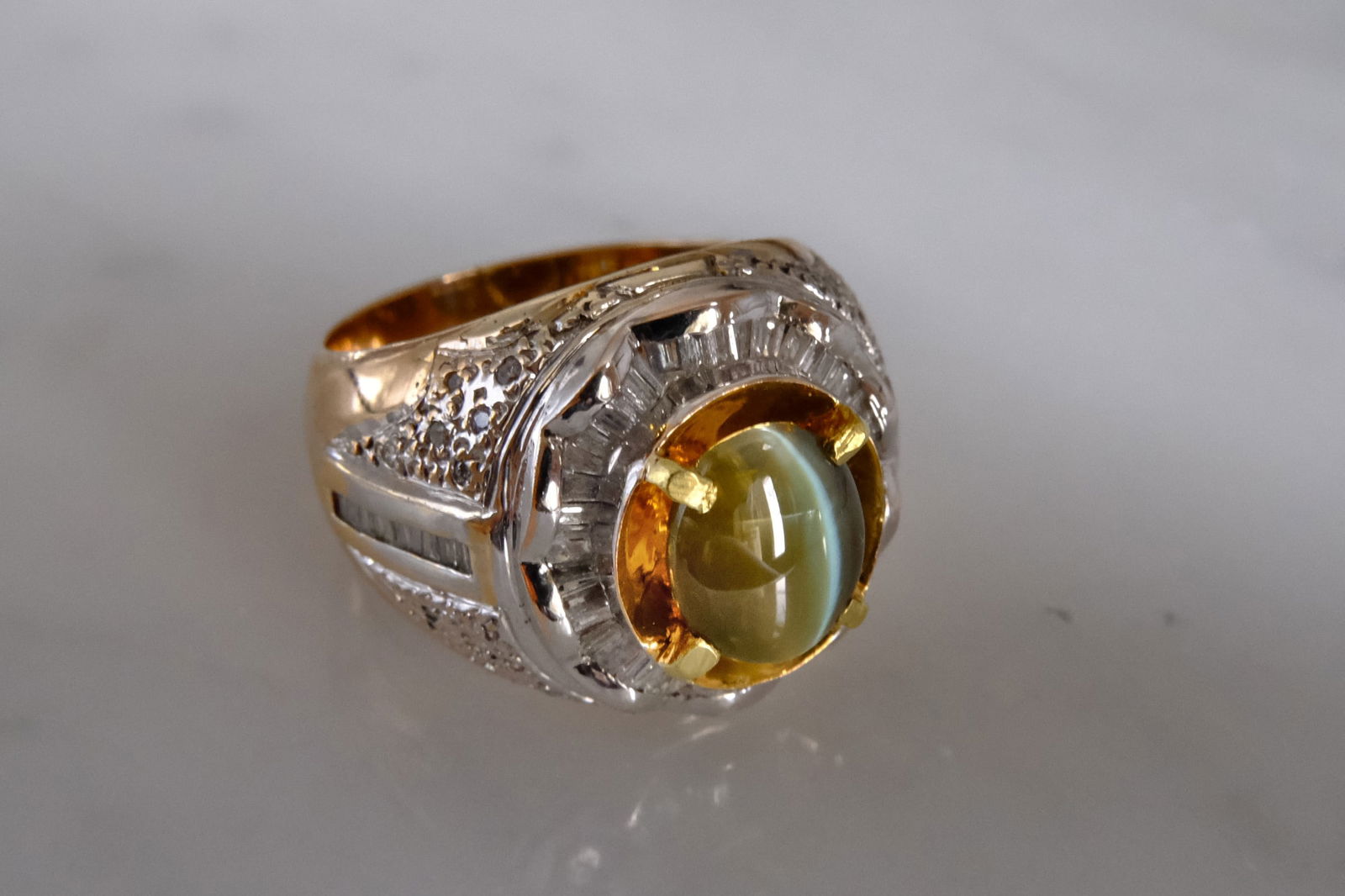 Mens Cats Eye Ring Vintage 18k Gem Gardener