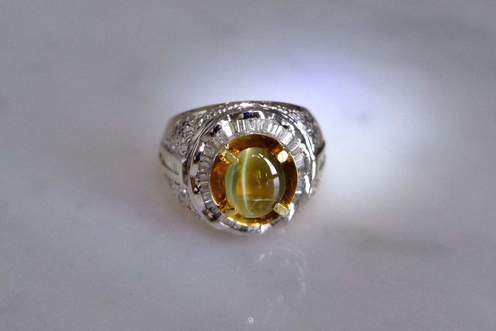 Mens Cats Eye Ring Vintage 18k Gem Gardener