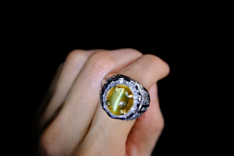 Mens Cats Eye Ring Vintage 18k Gem Gardener