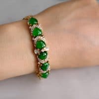 Gem Gardener, Vintage Chinese Jade Bracelet, art deco jade bracelet, vintage jade jewelry for sale, jade and diamond bracelet, jade jewellery singapore, vintage gold bracelets for sale