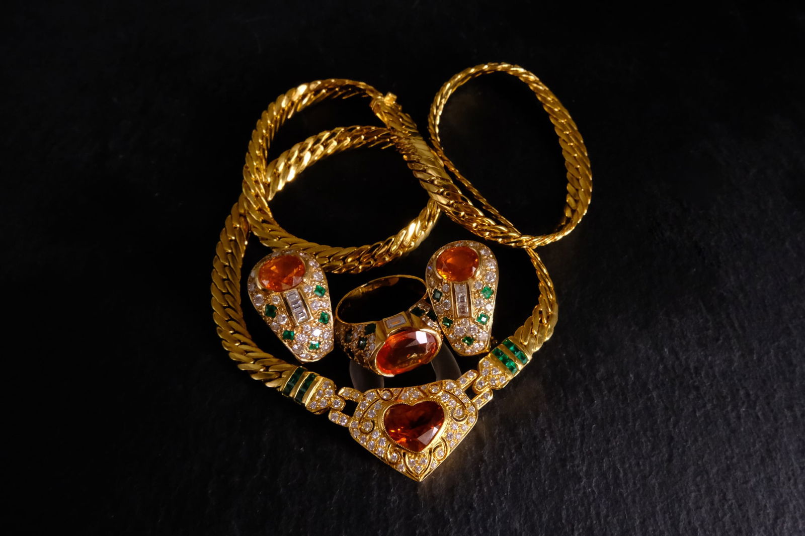 Gem Gardener, Orange Sapphire Necklace Jewelry, safari gold jewelry, safari jewelry necklace, orange sapphire earrings, orange sapphire ring, orange sapphires stones