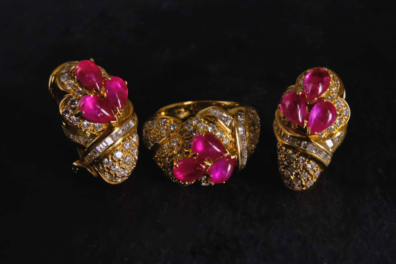 Gem Gardener, ruby ring and earring set, ruby diamond cocktail earrings, ruby statement earrings, ruby statement ring, vintage ruby jewelry, ruby jewellery singapore, vintage jewelry singapore