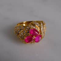 Gem Gardener, ruby ring and earring set, ruby diamond cocktail earrings, ruby statement earrings, ruby statement ring, vintage ruby jewelry, ruby jewellery singapore, vintage jewelry singapore