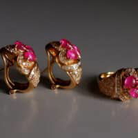 Gem Gardener, ruby ring and earring set, ruby diamond cocktail earrings, ruby statement earrings, ruby statement ring, vintage ruby jewelry, ruby jewellery singapore, vintage jewelry singapore