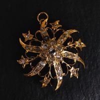 Gem Gardener, antique diamond pendant brooch, antique peranakan jewellery, singapore peranakan diamond jubilee brooch, vintage diamond cluster pendant